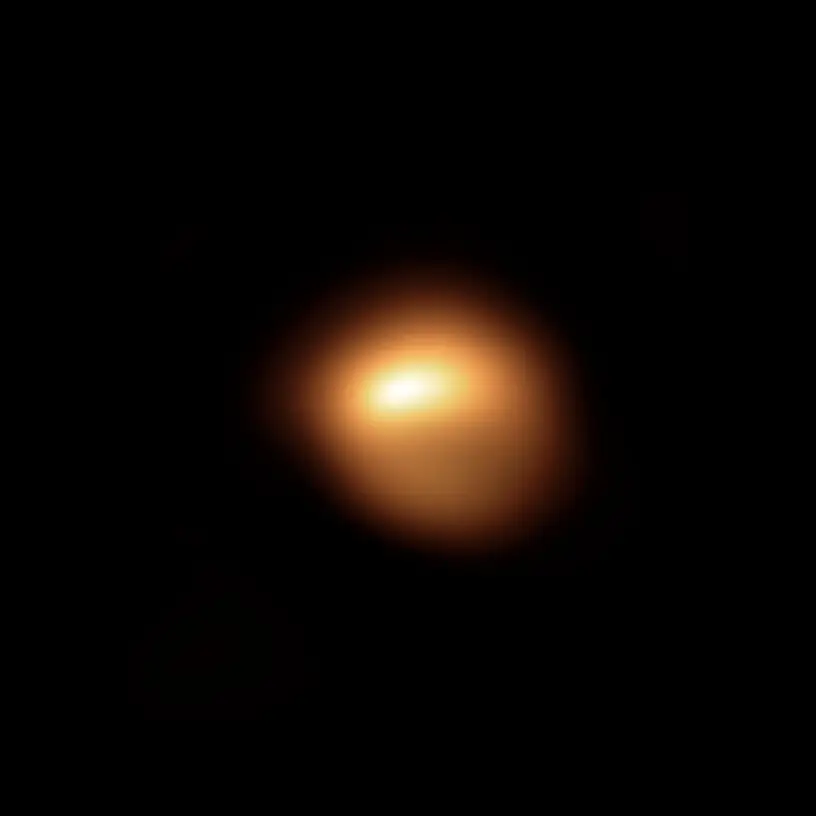The resolved disc of Betelgeuse imaged by SPHERE on the Very Large Telescope in December 2019, visibly lopsided and dimmed across its southern half.